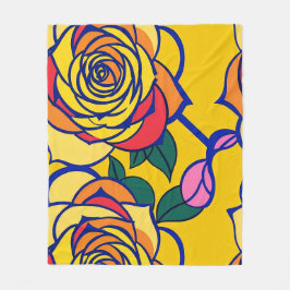 Kleurrijke rozen in een pop-artstijl fleece deken