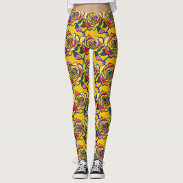 Kleurrijke rozen in een popartstijl leggings