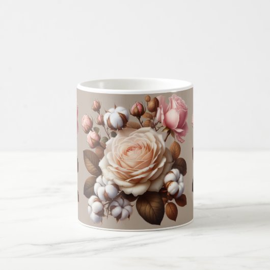 Kleurrijke rozen koffiethee mok cup wit keramiek (Center)