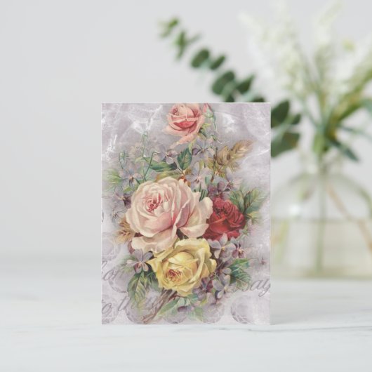Kleurrijke  rozen, kunst briefkaart (Staand voorkant)