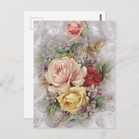 Kleurrijke  rozen, kunst briefkaart (Voorkant / Achterkant)