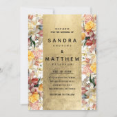 Kleurrijke rozen lelies orchideeën bloemenbruiloft kaart (Voorkant)