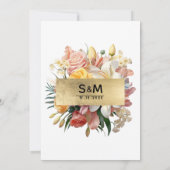 Kleurrijke rozen lelies orchideeën bloemenbruiloft kaart (Achterkant)