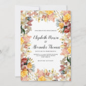 Kleurrijke rozen lelies orchideeën bloemenbruiloft kaart (Voorkant)