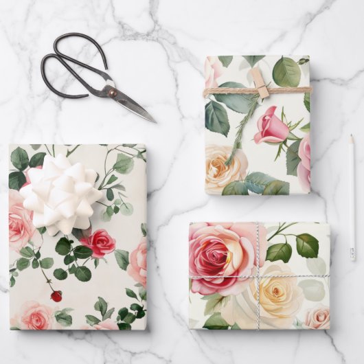  Kleurrijke Rozen Moederdag Inpakpapier Vel (Voorkant)