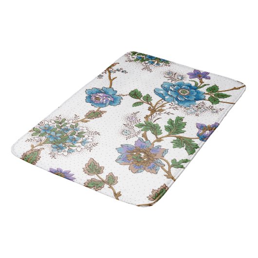 Kleurrijke Rozen & Oosterse Poppies-witte achtergr Badmat (Gekanteld)