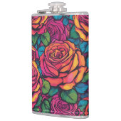 Kleurrijke Rozen Psychedelic Bright Flowers Retro Heupfles (Links)