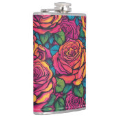 Kleurrijke Rozen Psychedelic Bright Flowers Retro Heupfles (Rechts)