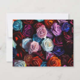 Kleurrijke Rozen Rozen Kunst Boeket Notitiekaart S Notitiekaartje