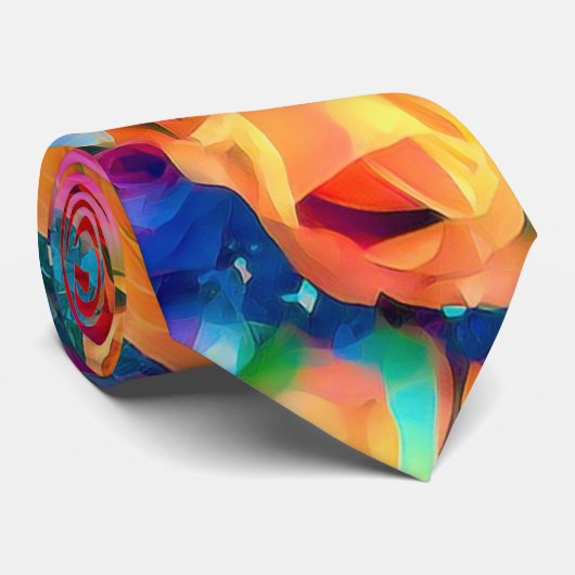 Kleurrijke Rozen Stropdas (Opgerold)