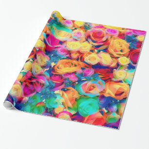 Kleurrijke Rozen Verpakkingspapier Bouquet Cadeaupapier