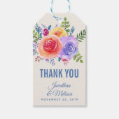 Kleurrijke Rozen Waterverf Bloemen bruiloft gunst Cadeaulabel (Voorkant)