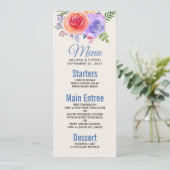 Kleurrijke Rozen Waterverf Bloemen Bruiloft Menu Kaart (Staand voorkant)