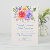 Kleurrijke Rozen Waterverf Bloemig Kaart (Staand voorkant)