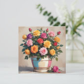 Kleurrijke rozenboeket kaart (Staand voorkant)