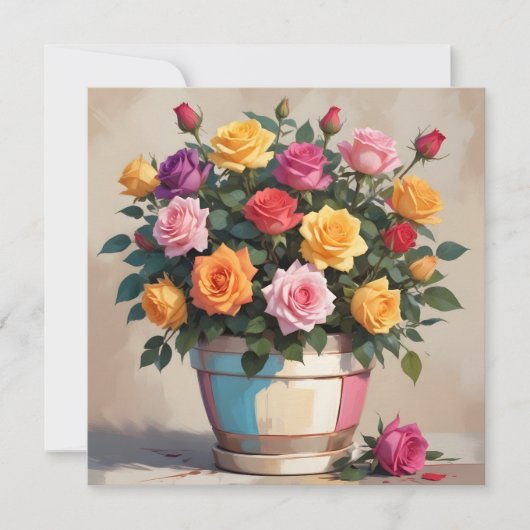 Kleurrijke rozenboeket kaart (Voorkant)