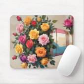 Kleurrijke rozenboeket muismat (Met muis)