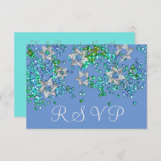 Kleurrijke RSVP Silver Star Glittery Confetti (Voorkant / Achterkant)