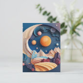 Kleurrijke ruimte 3D effect achtergrond Briefkaart (Staand voorkant)