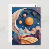 Kleurrijke ruimte 3D effect achtergrond Briefkaart (Voorkant / Achterkant)