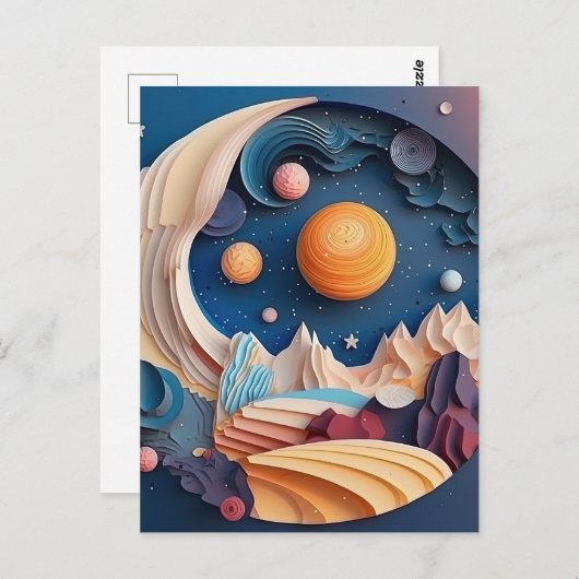 Kleurrijke ruimte 3D effect achtergrond Briefkaart (Voorkant / Achterkant)