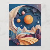 Kleurrijke ruimte 3D effect achtergrond Briefkaart (Voorkant)