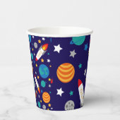 Kleurrijke Ruimte Avontuur Kinder Patroon – Rocket Papieren Bekers (Links)