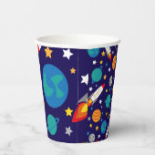 Kleurrijke Ruimte Avontuur Kinder Patroon – Rocket Papieren Bekers (Rechts)