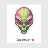 Kleurrijke ruimte buitenaardse gezicht griezelige  sticker (Vel)