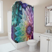 Kleurrijke ruimte Dahlia Bloem Douchegordijn (In situ)