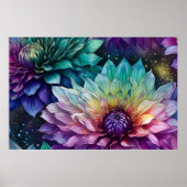 Kleurrijke ruimte Dahlia Bloem Poster (Voorkant)