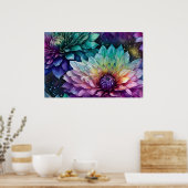 Kleurrijke ruimte Dahlia Bloem Poster (Keuken)