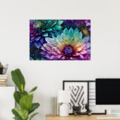 Kleurrijke ruimte Dahlia Bloem Poster (Thuiskantoor)
