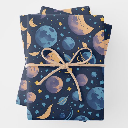 Kleurrijke ruimte inpakpapier vel (In situ)