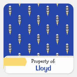 Kleurrijke Ruimteraket Persoonlijk Patroon Vierkante Sticker