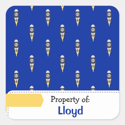 Kleurrijke Ruimteraket Persoonlijk Patroon Vierkante Sticker (Voorkant)