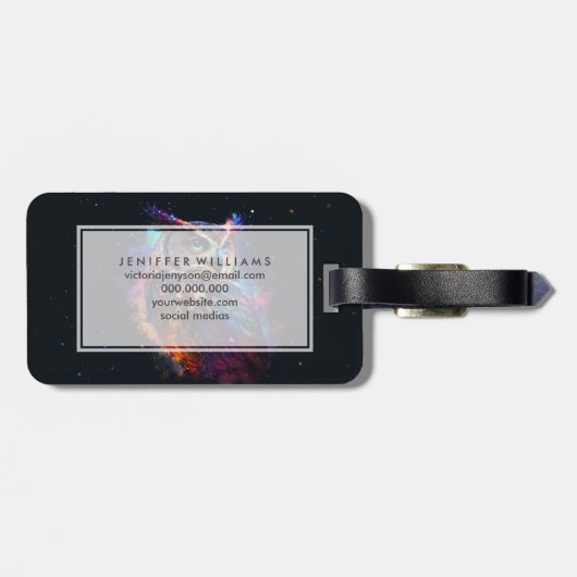 kleurrijke ruimteuil bagagelabel (Achterkant horizontaal)