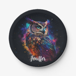 kleurrijke ruimteuil papieren bordje