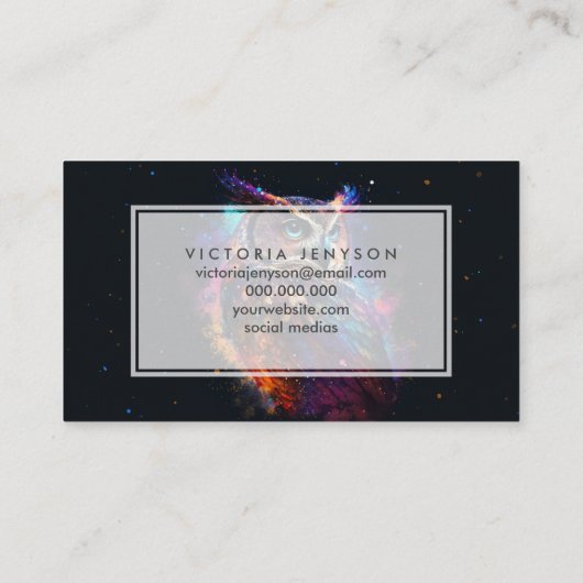 kleurrijke ruimteuil visitekaartje (Achterkant)