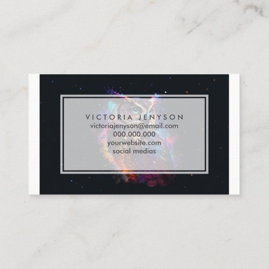 kleurrijke ruimteuil visitekaartje (Achterkant)