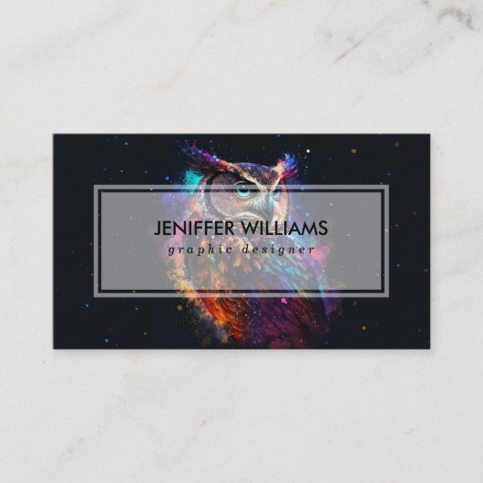 kleurrijke ruimteuil visitekaartje (Voorkant)