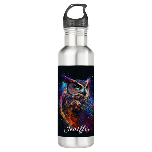 kleurrijke ruimteuil waterfles  (Voorkant)