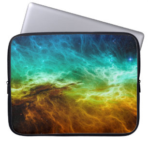 Kleurrijke ruimtevernevelachtergrond, abstract, as laptop sleeve