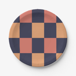 Kleurrijke Ruiten Schakenbord Patroon Verjaardag Papieren Bordje