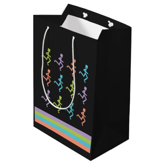 Kleurrijke Runners Running Gift Bag Medium Cadeauzakje (Achterkant Gekanteld)