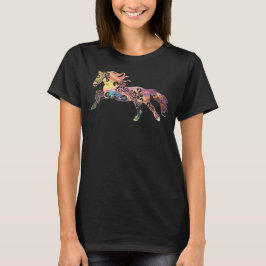 Kleurrijke Running Horse Swirl Magisch Ontwerp T-shirt