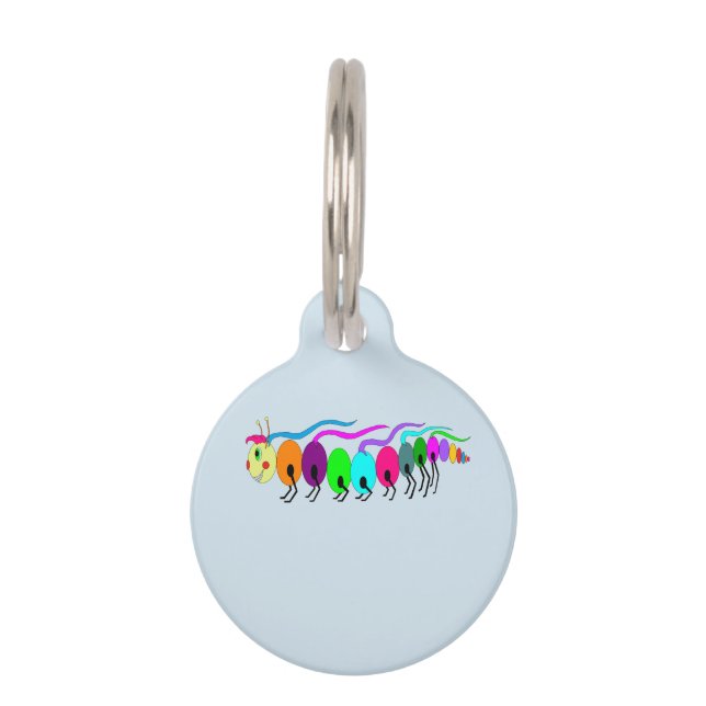 Kleurrijke rups huisdierpenning (Voorkant)