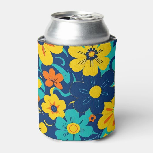 Kleurrijke Rush Blooms-Dopamine Style-Retro Bloeme Blikjeskoeler (Blikje Voorkant)