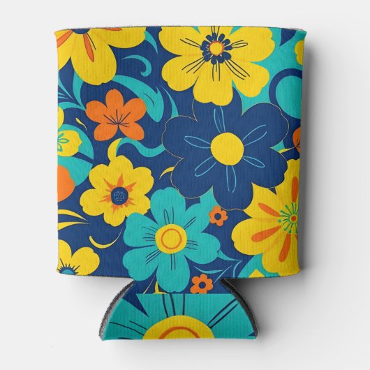 Kleurrijke Rush Blooms-Dopamine Style-Retro Bloeme Blikjeskoeler (Voorkant)