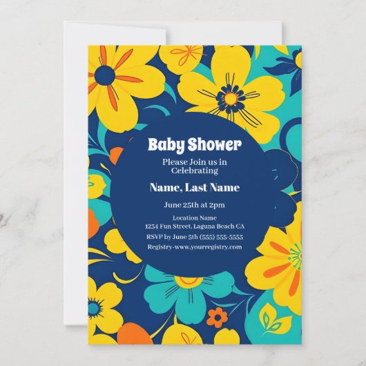 Kleurrijke Rush Blooms-Dopamine Style-Retro Bloeme Kaart (Voorkant)